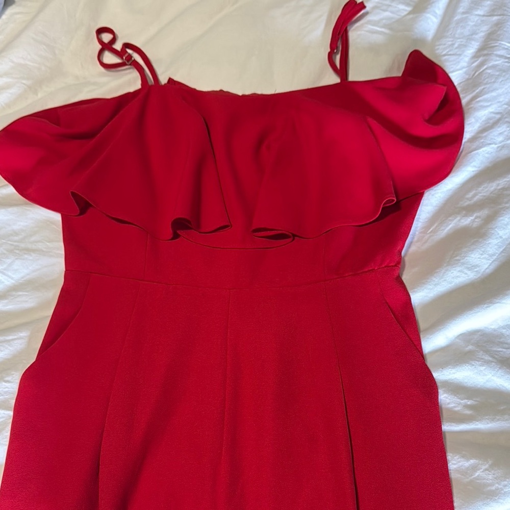 Forever 21 Red Ruffled Jumpsuit